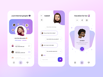 Messenger App - Mobile Design 2021 2021 design 2021 trend alphadesign app trends clean design design trends designs illustration julius branding logo messenger mobile mobile ui modern modern design social media app trendy ui