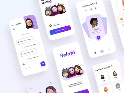 Relate App - Mobile Design 2021 2021 design 2021 trend alphadesign app trends clean clean app design design design trends designs illustration logo mobile modern modern design modern ui trendy trendy app design ui ui design