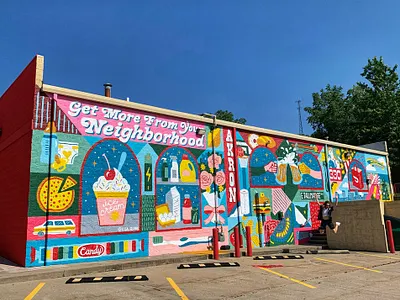 DoorDash Mural building mural delivery doordash environmental design illustration mosaic mural pop art