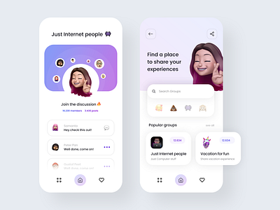 Social media App - mobile design 2021 2021 design 2021 trend alphadesign clean design design trends designs illustration julius branding logo mobile design mobile ui mobile ux modern design trend app trend design trends trendy ui