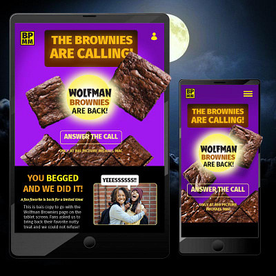 Werewolf Brownies are BACK! branding design illustrator interactive landing page mobile photoshop ui ux vector