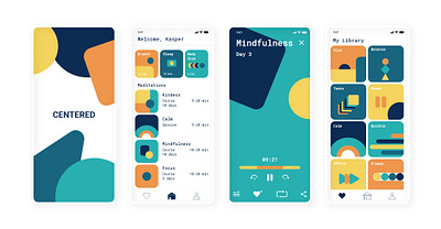 Centered UI Design app branding centered colorful design graphic design illustration meditation mindfulness minimal shapes simple ui ui design