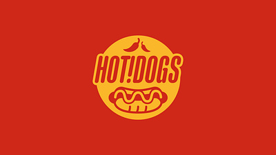 Hot Dog Logo Design badge brand branding chilli circle dog hot hotdog ketchup logo mustard red sausage yellow