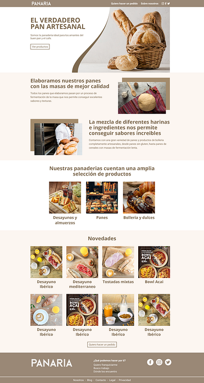 Redesign of Panaria website bakery bread homepage landing redesign