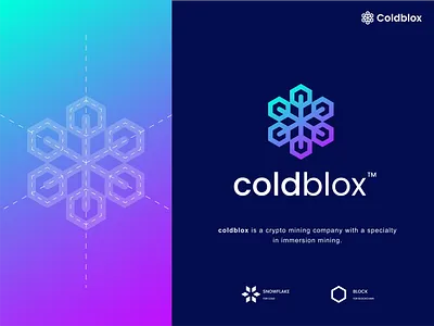 coldblox block blockchain cold crypto finance financial ice investment minimalist modern nft snow snowflake