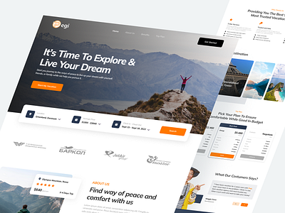 Pegi - Travel Landing Page aboutus clean cta design flat footer hero landingpage logo plan subscribe testimony ui ui mobile uidesign user interface ux vector webdesign website