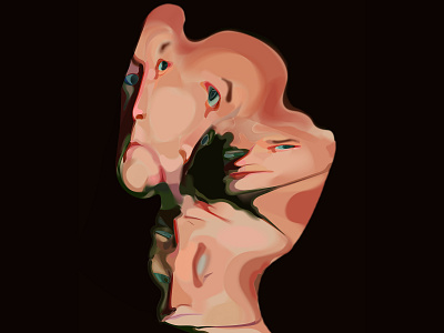 untitled face illustration reflet