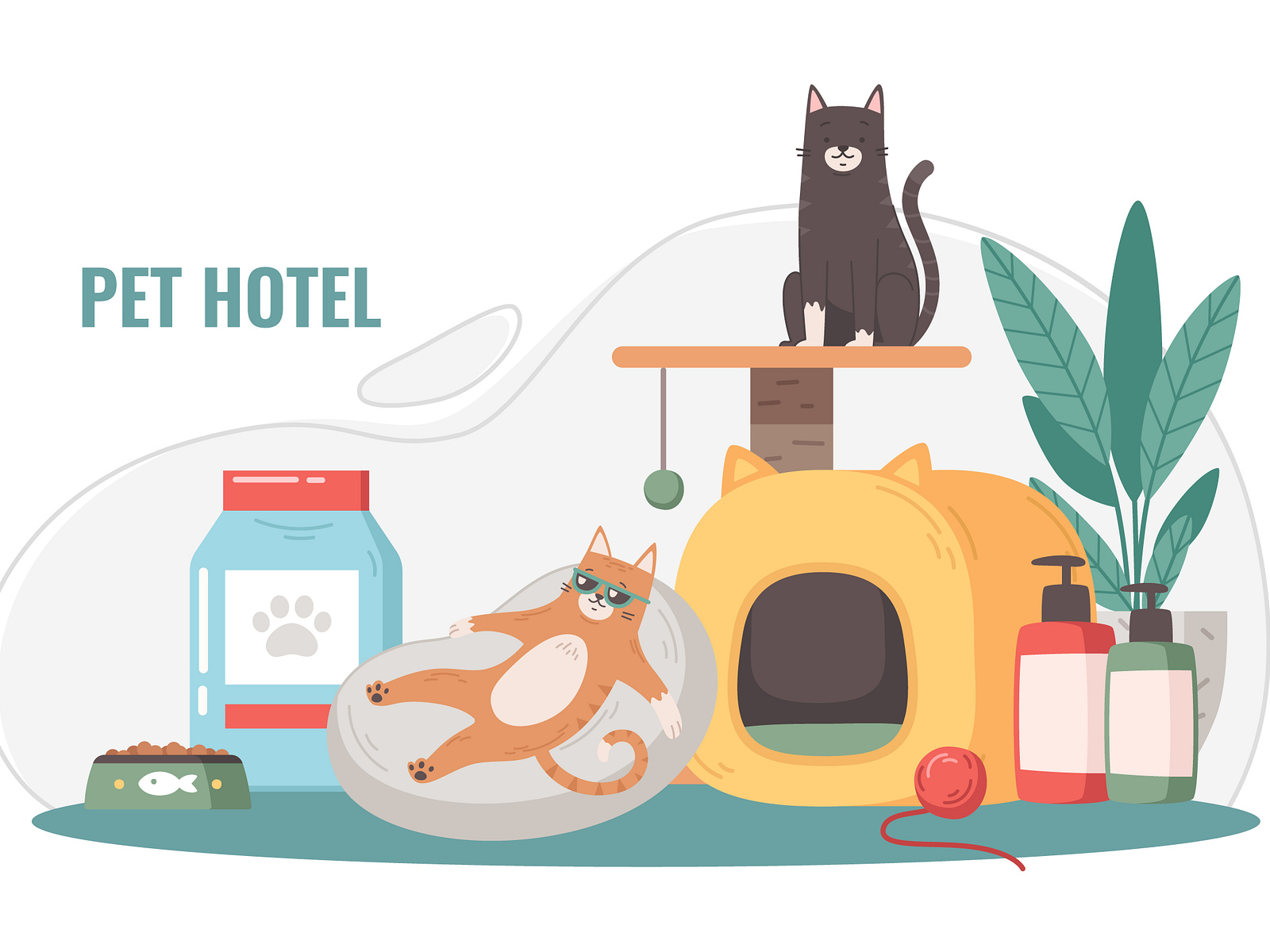 Pet hotel composition by Macrovector on Dribbble