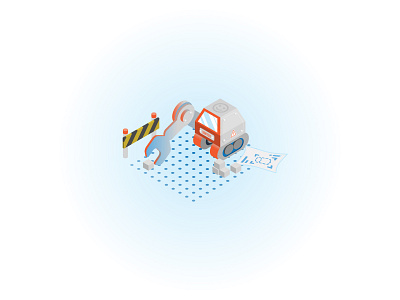 Construction Scene 🤔🚧 2.5d ai arm building car construction cube cute design game icon illustration isometric machine robot tool vector vehicle work wrench