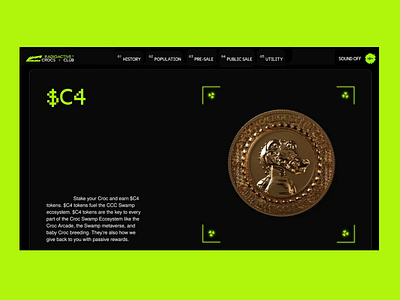 Radioactive Crocs Club. NFT Collection Website 3d 3d animation 3d illustration animation cardano crypto design graphic design illustration logo motion graphics nft ui ux website