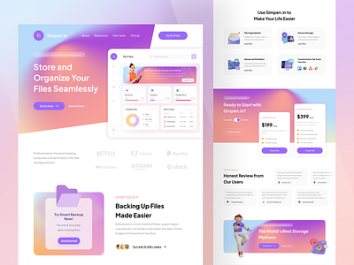 Storage Platform Landing Page app clean dashboard files folder gradient landing page storage ui uidesign uidesigner uiux uiuxdesign userinterface web design