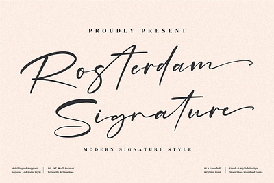 Rosterdam Signature - Modern Signature Font 3d animation app branding design graphic design icon illustration logo motion graphics typography ui ux vector