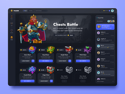 Wager: Chests battle 2d bets betting box case casino character chest dashboard gambling game illustration jackpot market middle ages mmo rpg store uiux web design