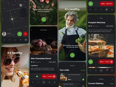 Healthy food delivery mobile app 2d app app design application art direction colorful creative delivery design elena sinianskaya flat food gotoinc interface mobileapp olena synianska ui ui design ux webdesign