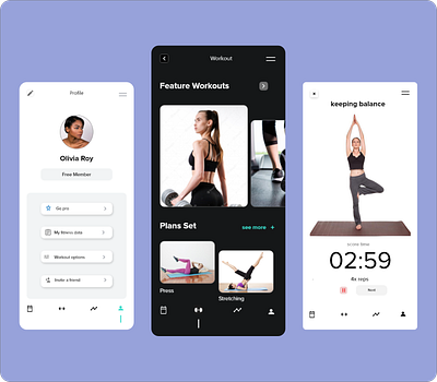 Mobile App Design for Fitness logo ui