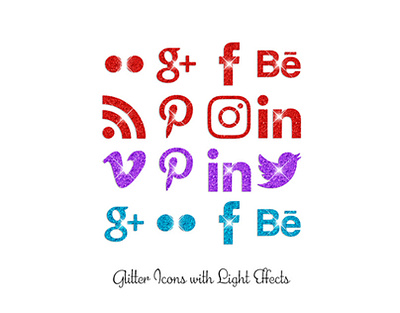 Glitter Icons with Light Effects glitter icons png social media