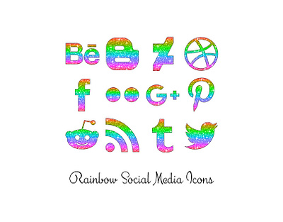 Rainbow Social Media Icons glitter icons png rainbow social media