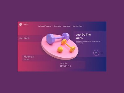 Fitness at home.COVID-19 Community Website. design typography ui ux