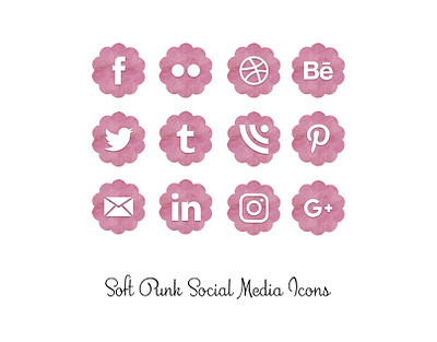 Soft Pink Watercolor Icons icons pink png social media