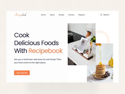 Food Recipe Landing Page clean ui food landing page food web food website home page jannat uiux landing page recipe recipe book recipes trending ui ui design uiux ux web webdesign website website design
