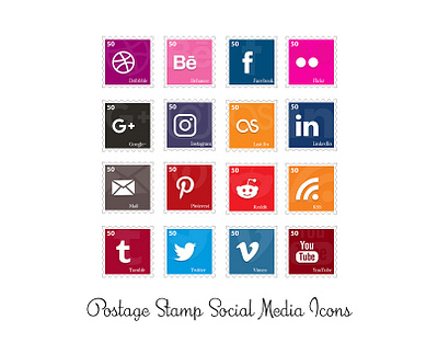 Postage Stamp Social Icons icons png postage social media stamp