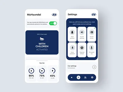 Infotainment car app for Hyundai - UX and UI workshops results automotive branding design grey iteo mobile ui