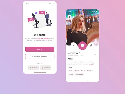 Dating iOS App chating concept design dating app find friend girl ios login messenger messenger app mobile mobile app mobile design social app social networking app ui design