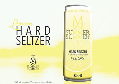 Summer Summer - lemon hard seltzer affiche beverage packaging brand branding can can label cannette design design graphique designer graphique designer portfolio graphic design graphic designer hard seltzer illustration label logo packaging design poster promotionnel poster