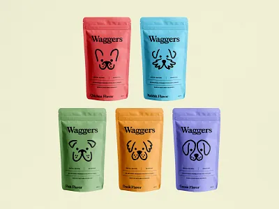 Waggers Packaging brand branding clean design dog dog food dog treats graphic design identity illustration texture textured illustration vector