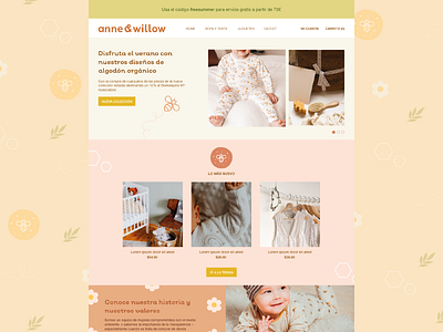 Anne & Willow Landing Page baby brand baby clothing branding design graphic design illustration landing page logo minimal minimalism typography ux