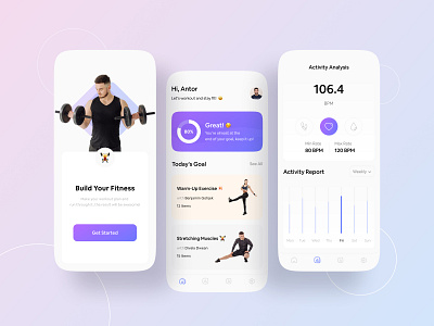 Fitness App Conceptual Design 2021 2021 trend business clean ui colorful design fitness fitness app fitness app ui fitness mobile app gym app ios app ios app design minimal app minimal ui mobile app product design typography ui workout app