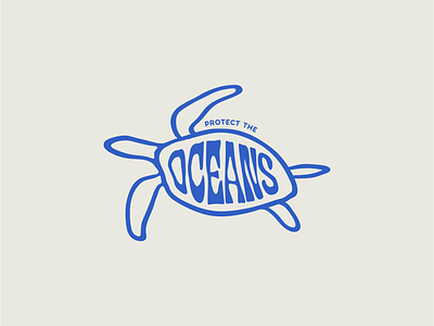 Protect the Oceans Badge branding environment logo ocean retro turtle