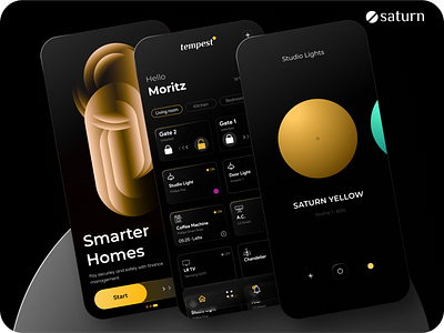 Home automation App app automation beautidul branding dark design home iot light login minimal mobile new onboarding saturn smart ui ux