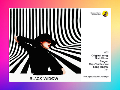 Black Widow song - Cage The Elephant | #21 album art album artwork album cover deisgn black and white black widow branding cage the elephant design digital art digital image girl graphic design music album recreation photo manipulation photoshop