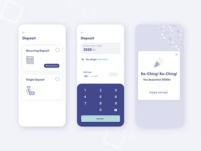 Deposit Funds clean confetti deposit financial fintech ios minimal mobile mobile app multiple choice number dial payment pop up savings savings app transaction transfer ui ui design ux design