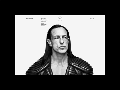 Rick Owens. About animation design minimal ui ux web