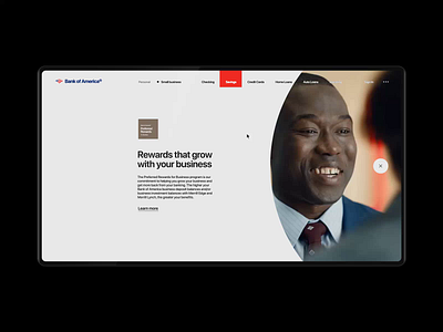 Bank Of America Website — Rethinking. Business Savings animation design minimal ui ux web