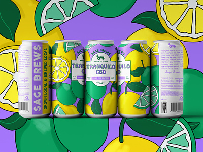 Tranquilo CBD Seltzer Water Can Design badge design can can label design illustration label lemon lime nature packaging packaging design seltzer