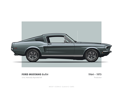 Ford Mustang Bullitt branding bucket clean design flat ford illustration logo mustang slick vector