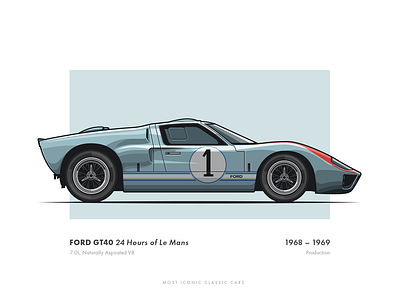 Ford GT40 branding bucket clean design flat ford gt40 illustration logo slick ui vector