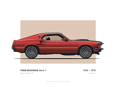 Ford Mustang Mach 1 branding bucket clean design flat illustration illustrator logo mach1 mustang slick ui vector