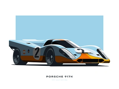 Porsche 917K 917k branding bucket clean design flat illustration logo porsche poster slick ui vector