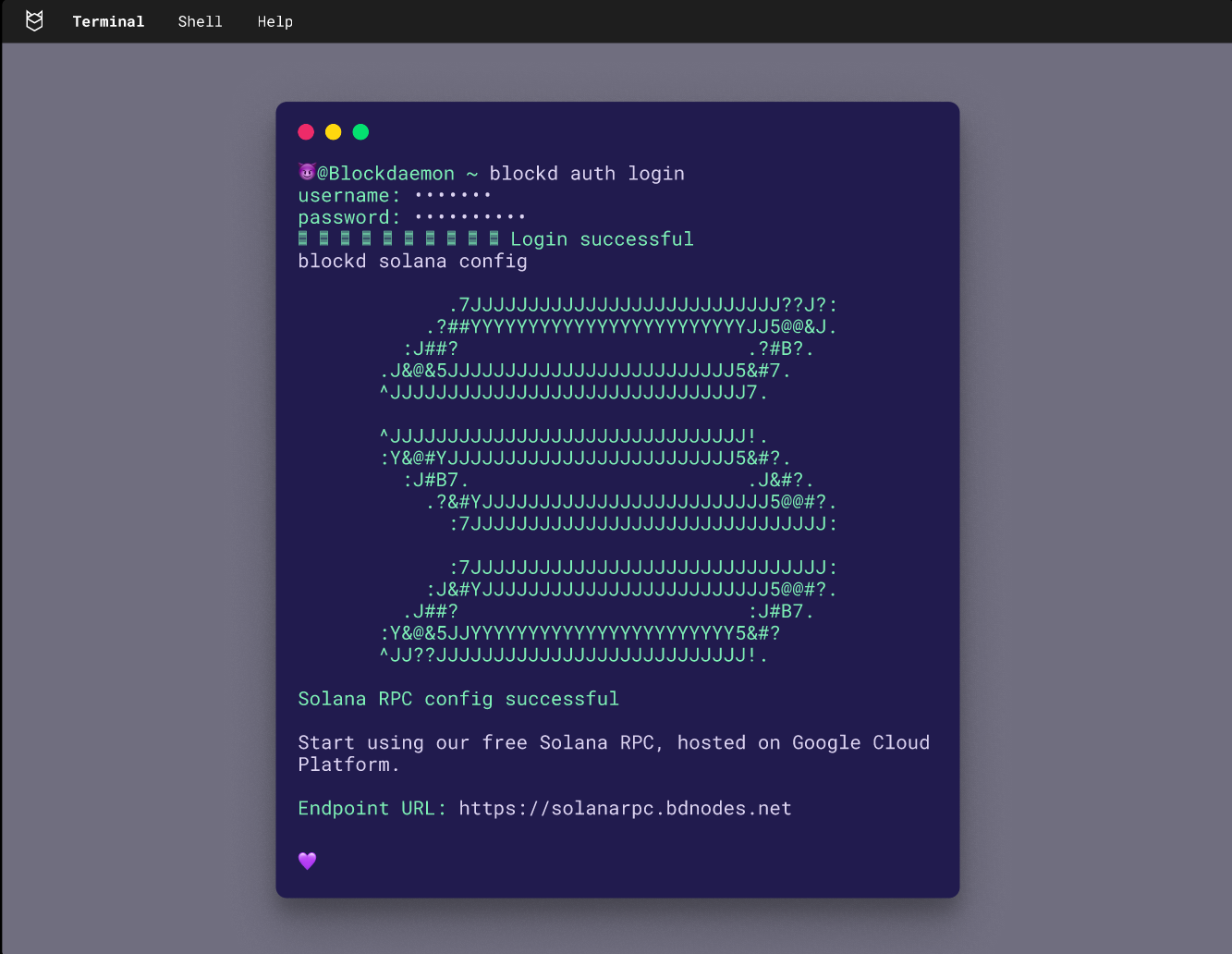 Solana RPC Terminal animation blockchain crypto figma landing page product design solana terminal