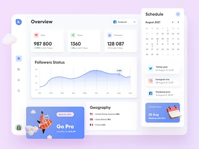 Innovative Solution for XR Market app calendar clean colorful crm design desktop flat marketing media minimal schedule social statistics ui ux