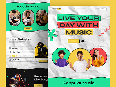 Music Mask🔥- Music Streaming Service Landing Page Website 2022 trending apple music landing page modern website music music player music streaming neubrutalism retro design sifat hasan spotify trending design uiux visual design web design web page website website design