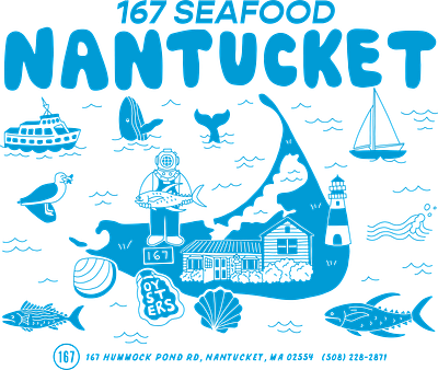 167 Raw Nantucket Map Design cape cod east coast fish lighthouse map merch nantucket nautical ocean oyster raw bar restaurant sailboat seafood seagul tote bag tuna whale