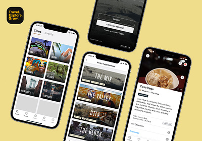 Travel Explore Grow Mobile App branding design graphic design identity logo ui