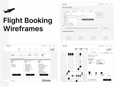 Flight Booking Wireframes desktop ui flight booking minimal ui wireframes