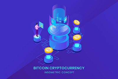 Bitcoin Cryptocurrency - Insometric Vector 3d 3d animation 3d art 3d character 3d illustration agency app business character concept design flat illustration landing landing page page vector web website