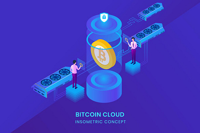 Bitcoin Cloud - Insometric Vector 3d 3d animation 3d art 3d character 3d illustration agency animation app art business concept design flat graphic design illustration motion graphics page ui vector web